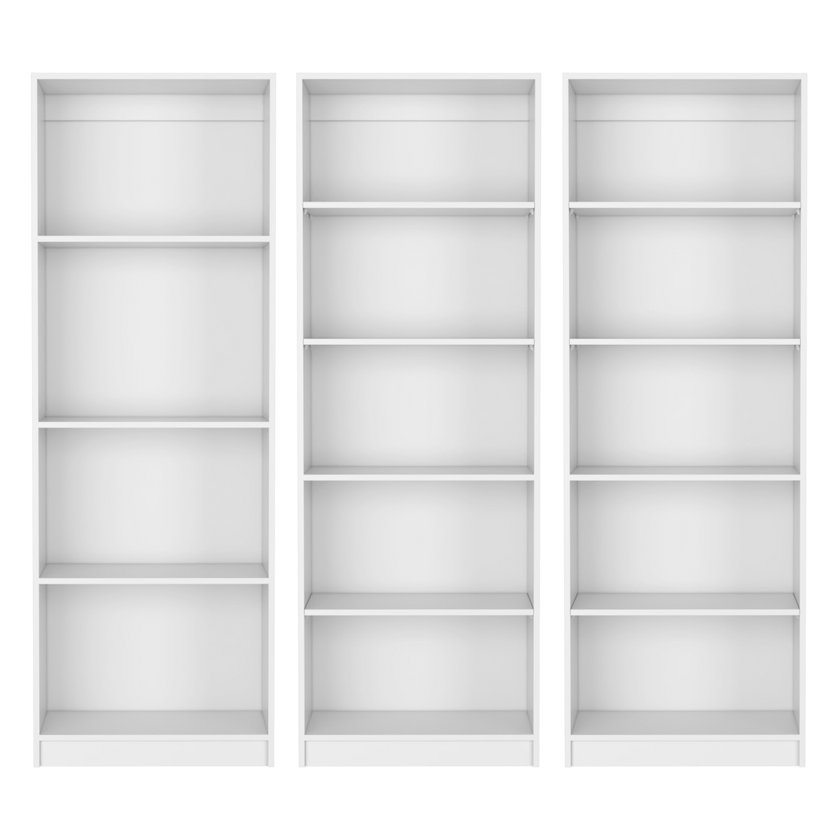 Blende 3 Piece Living Room Set With 3 Bookcases, White White Particle Board Engineered Wood