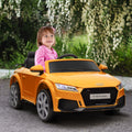 Aosom 6V Kids Electric Ride On Car, Licensed Audi Tt Rs With Suspension System And Remote Control, Horn, 5 Songs, Lights, Mp3 Player Yellow Yellow Steel