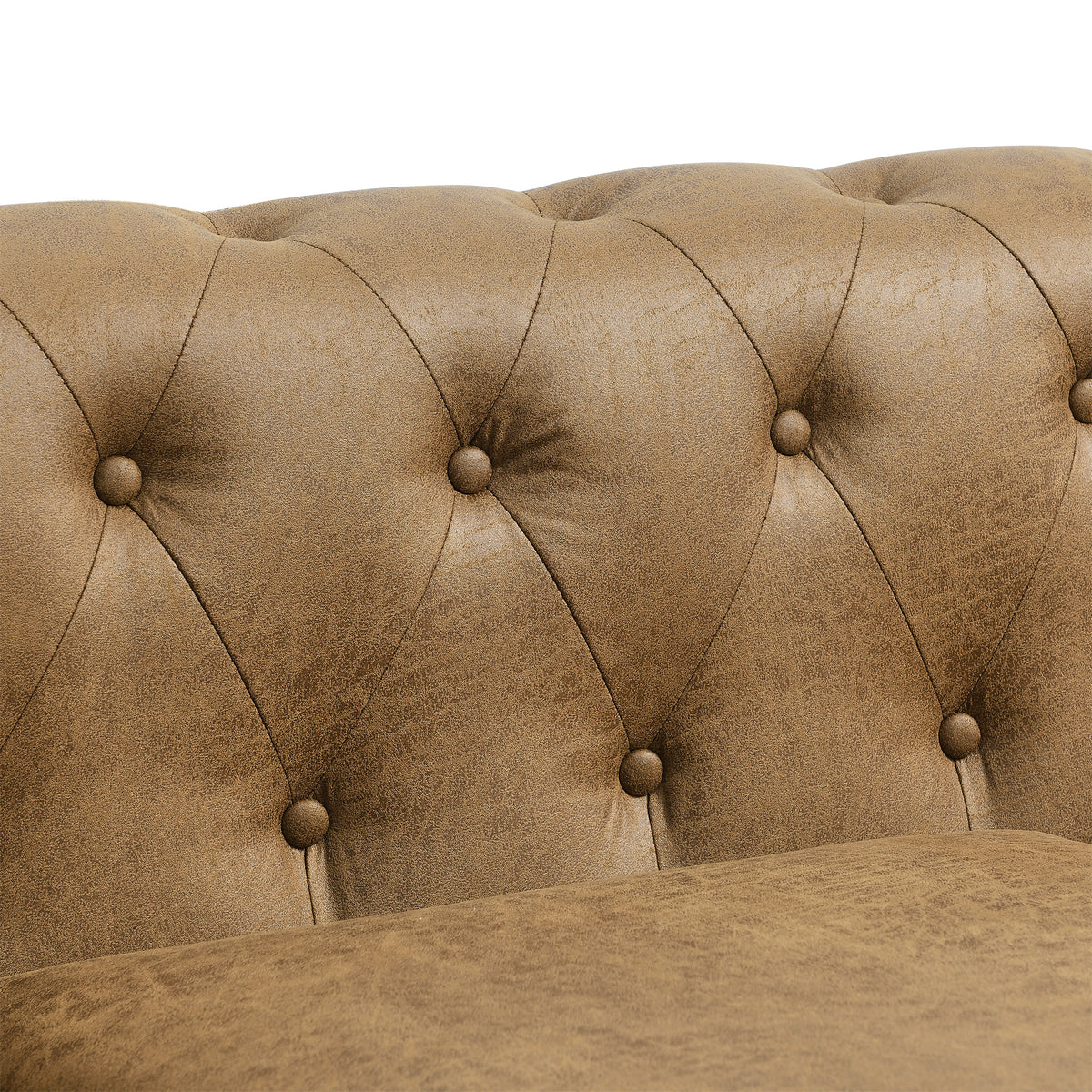 Classic Traditional Living Room Upholstered Sofa With High Tech Fabric Surface Chesterfield Tufted Fabric Sofa Couch, Large Brown Brown Primary Living Space Medium Soft Cushion Back Square Arms Foam Fabric 3 Seat