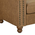 Classic Traditional Living Room Upholstered Sofa With High Tech Fabric Surface Chesterfield Tufted Fabric Sofa Couch, Large Brown Brown Primary Living Space Medium Soft Cushion Back Square Arms Foam Fabric 3 Seat