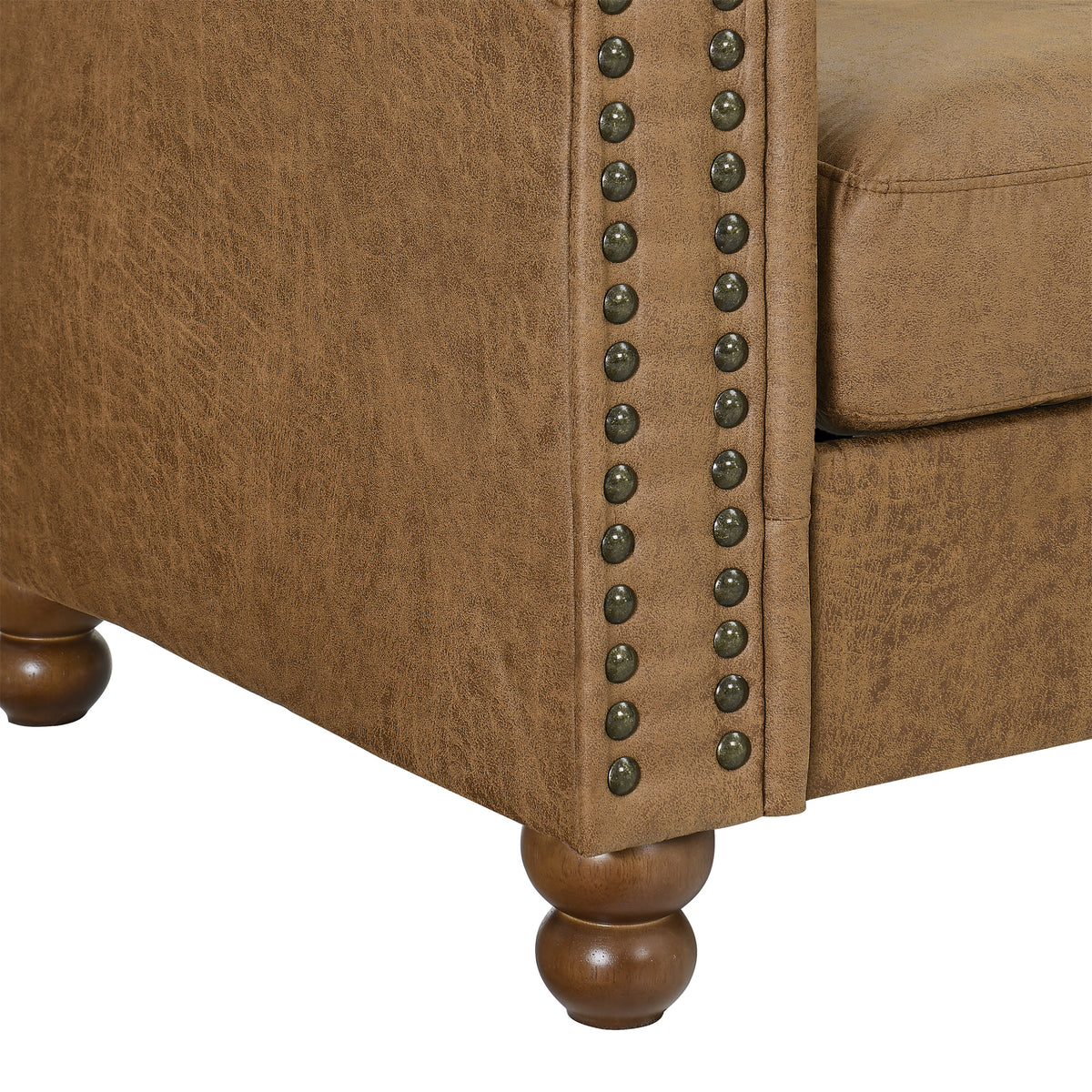 Classic Traditional Living Room Upholstered Sofa With High Tech Fabric Surface Chesterfield Tufted Fabric Sofa Couch, Large Brown Brown Primary Living Space Medium Soft Cushion Back Square Arms Foam Fabric 3 Seat
