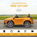 Aosom 6V Kids Electric Ride On Car, Licensed Audi Tt Rs With Suspension System And Remote Control, Horn, 5 Songs, Lights, Mp3 Player Yellow Yellow Steel