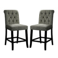 Set Of 2 Fabric Upholstered Dining Chairs In Antique Black And Gray Solid Antique Black Dining Room Wood Fabric