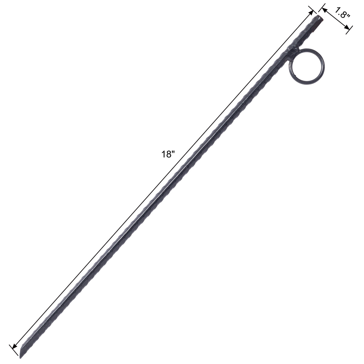 Rebar Stake With Loop 12Pcs Grip Rebar 3 8X 18 Inch Steel Durable Heavy Duty Tent Canopy Ground Stakes With Angled Ends And 1 Inch Loops For Campsites And Canopies Black Steel