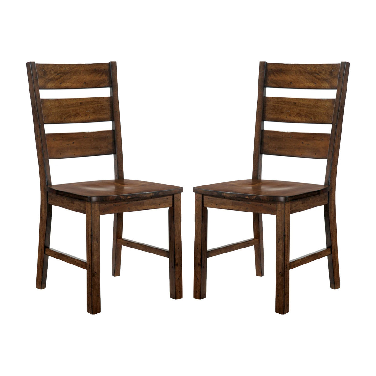 Set Of 2 Wooden Side Chairs In Walnut Finish Walnut Dining Room Dining Chairs Ladder Back Wood