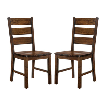 Set Of 2 Wooden Side Chairs In Walnut Finish Walnut Dining Room Dining Chairs Ladder Back Wood