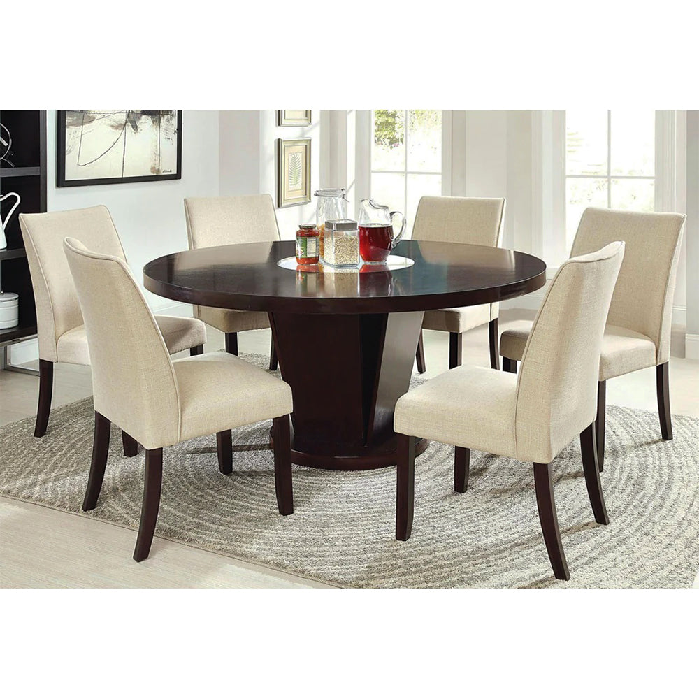 Set Of 2 Padded Fabric Side Chairs In Espresso And Ivory Solid Espresso Dining Room Dining Chairs Wood Fabric