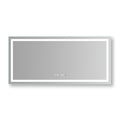 Led Bathroom Vanity Mirror60 X 28 Inch,Front Light,Clock&Room Temp Display,Defog,Stepless Dimming,Night Light,Lights 3 Color Temper Change,Wall Mounted Led Bathroom Mirror 60X28 Silver Aluminum