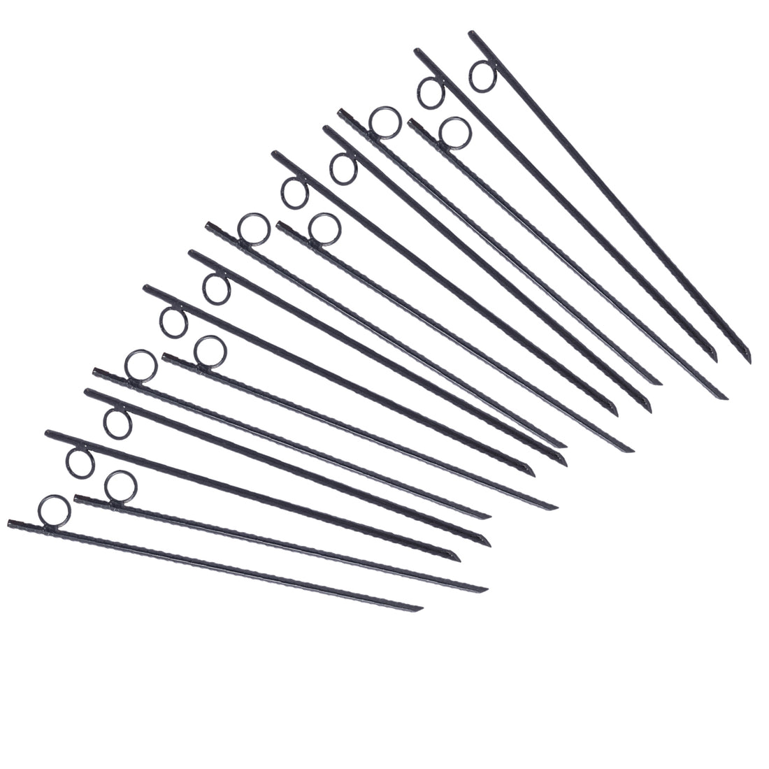 Rebar Stake With Loop 16Pcs Grip Rebar 3 8X 18 Inch Steel Durable Heavy Duty Tent Canopy Ground Stakes With Angled Ends And 1 Inch Loops For Campsites And Canopies Black Steel