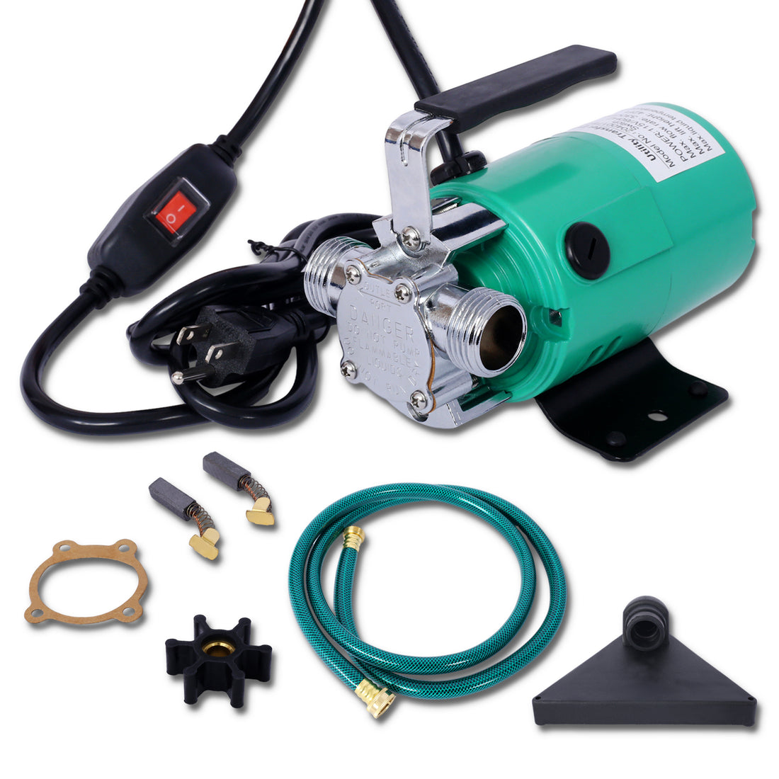 Water Transfer Pump, 115V 330 Gallon Per Hour Portable Electric Utility Pump With On Off Switch And 6' Water Hose Kit Remove Water From Garden, Hot Tub, Pool, Aquariums, And More Black Steel
