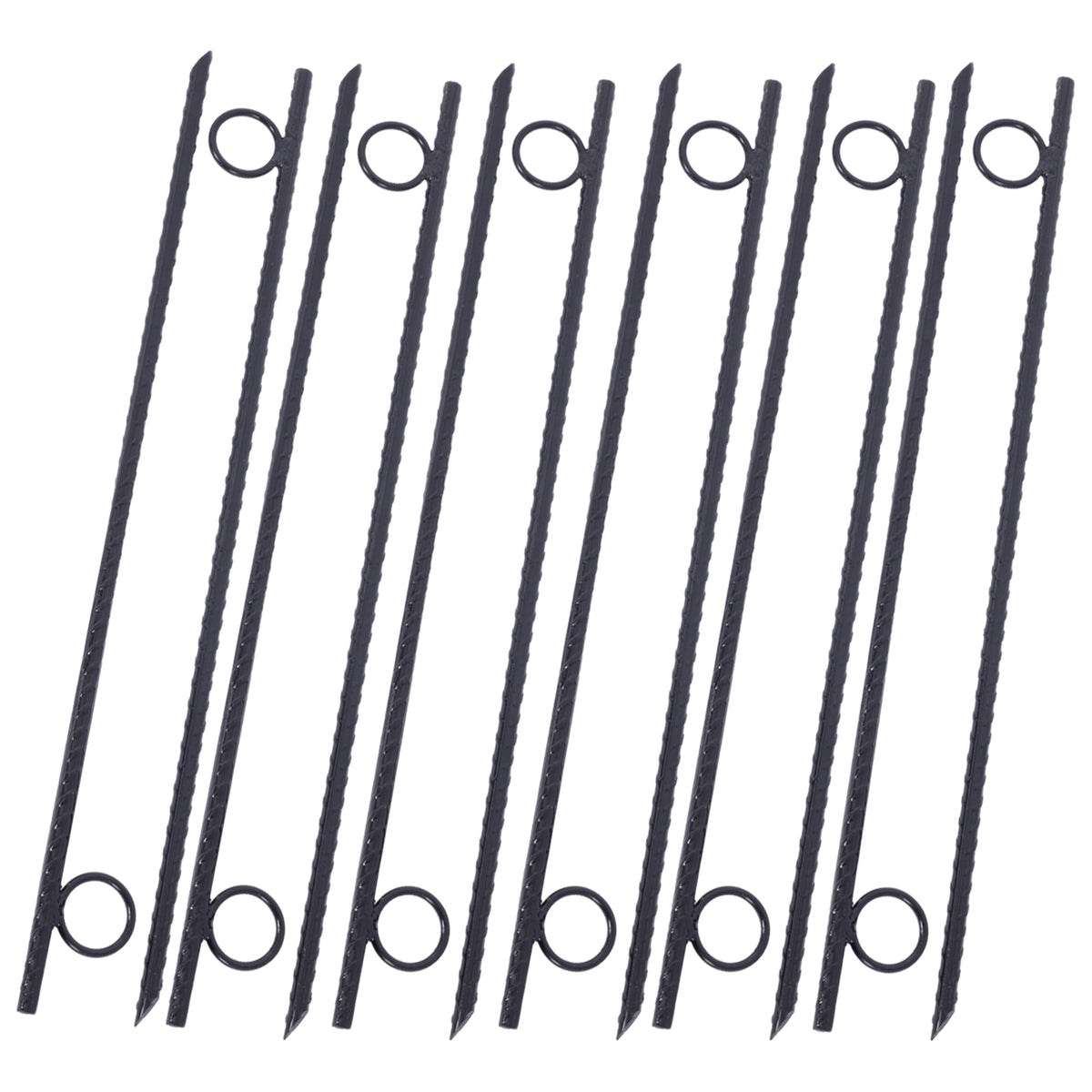 Rebar Stake With Loop 12Pcs Grip Rebar 3 8X 18 Inch Steel Durable Heavy Duty Tent Canopy Ground Stakes With Angled Ends And 1 Inch Loops For Campsites And Canopies Black Steel