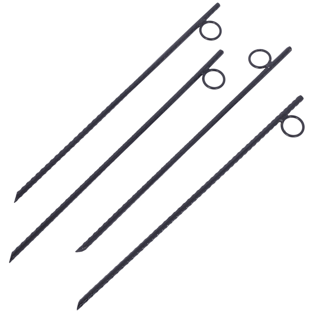 Rebar Stake With Loop 4Pcs Grip Rebar 3 8X 18 Inch Steel Durable Heavy Duty Tent Canopy Ground Stakes With Angled Ends And 1 Inch Loops For Campsites And Canopies Black Steel