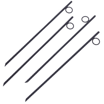 Rebar Stake With Loop 4Pcs Grip Rebar 3 8X 18 Inch Steel Durable Heavy Duty Tent Canopy Ground Stakes With Angled Ends And 1 Inch Loops For Campsites And Canopies Black Steel
