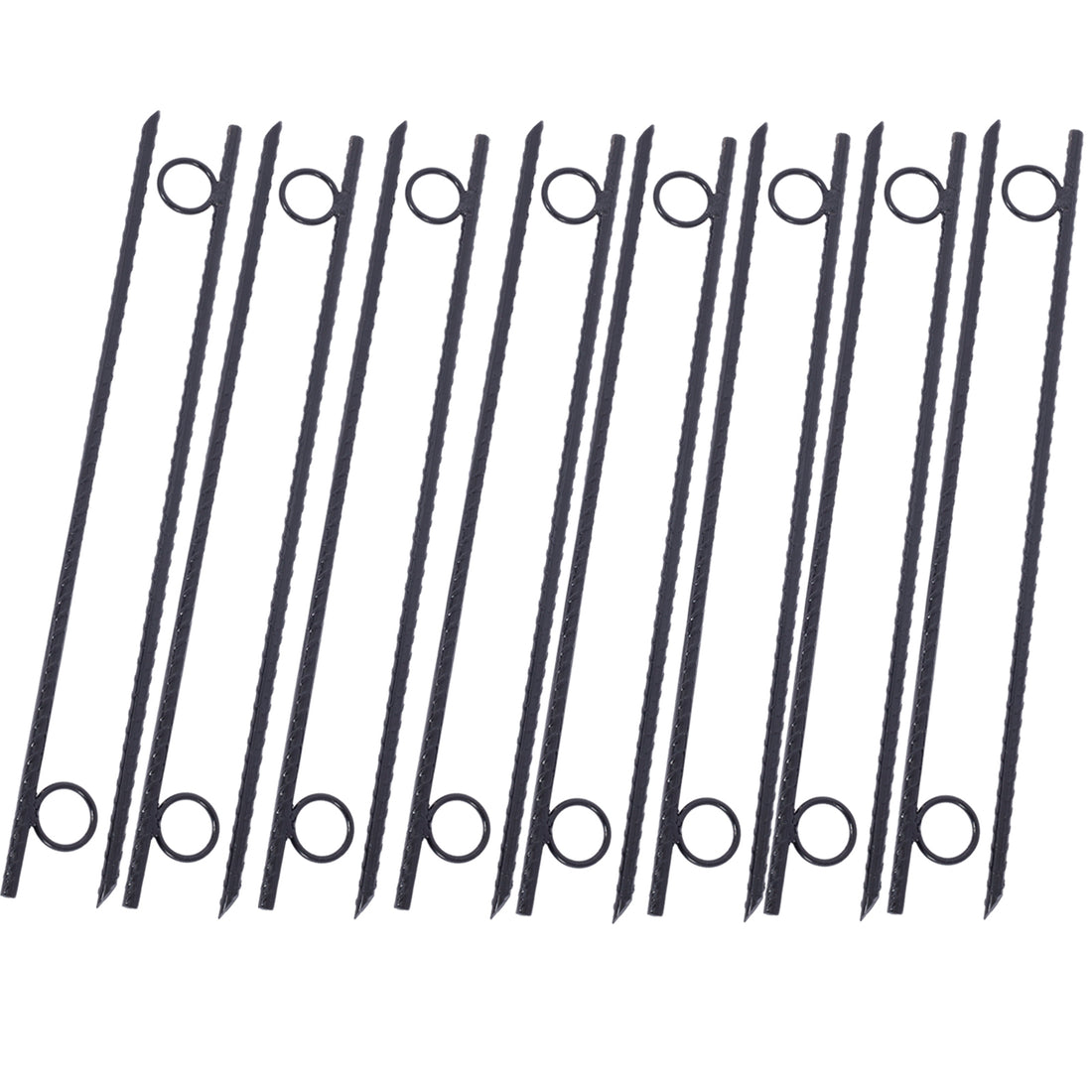 Rebar Stake With Loop 16Pcs Grip Rebar 3 8X 18 Inch Steel Durable Heavy Duty Tent Canopy Ground Stakes With Angled Ends And 1 Inch Loops For Campsites And Canopies Black Steel