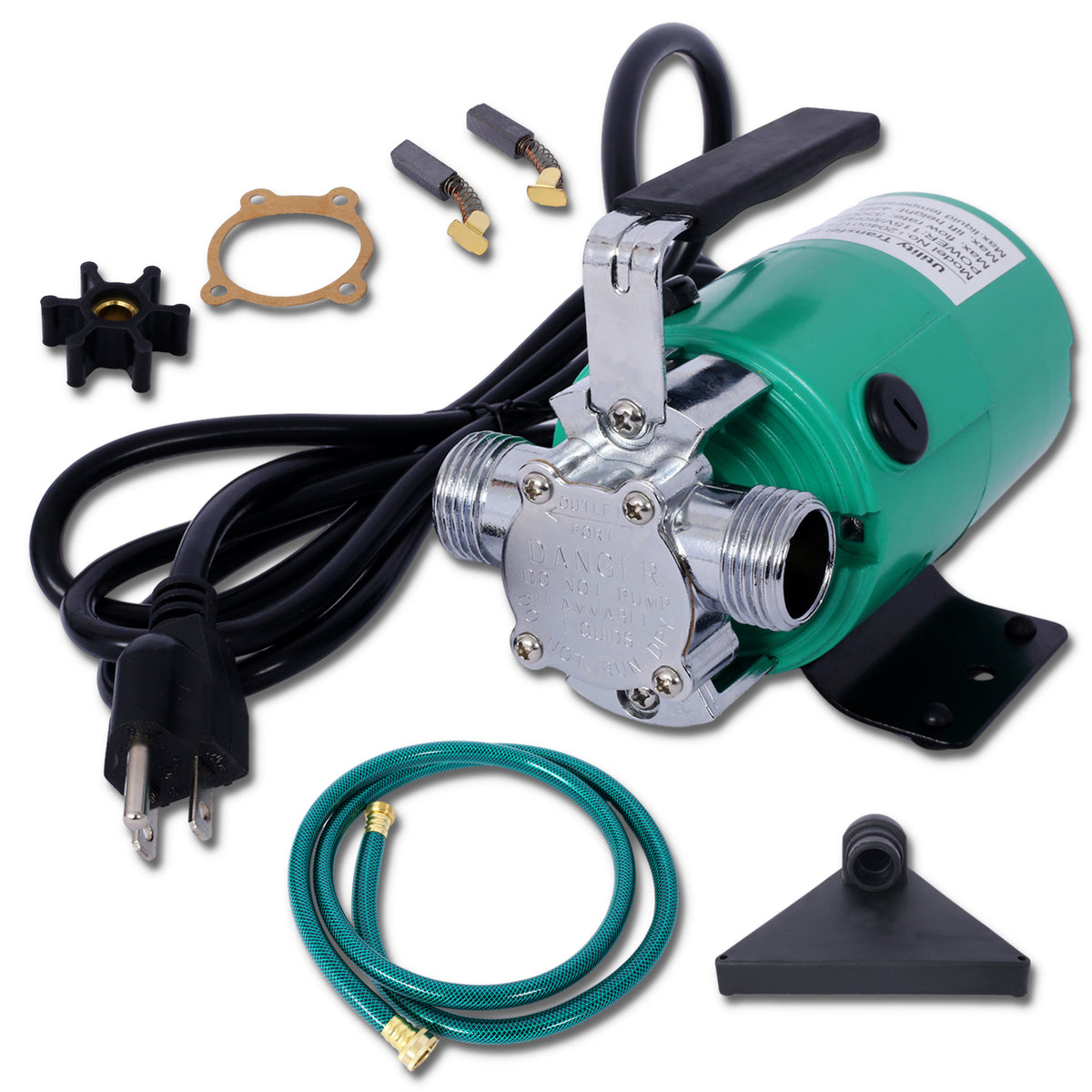 Water Transfer Pump, 115V 330 Gallon Per Hour Portable Electric Utility Pump With 6' Water Hose Kit To Remove Water From Garden, Hot Tub, Rain Barrel, Pool, Ponds, Aquariums, And More Black Steel