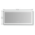 Led Bathroom Vanity Mirror60 X 28 Inch,Front Light,Clock&Room Temp Display,Defog,Stepless Dimming,Night Light,Lights 3 Color Temper Change,Wall Mounted Led Bathroom Mirror 60X28 Silver Aluminum