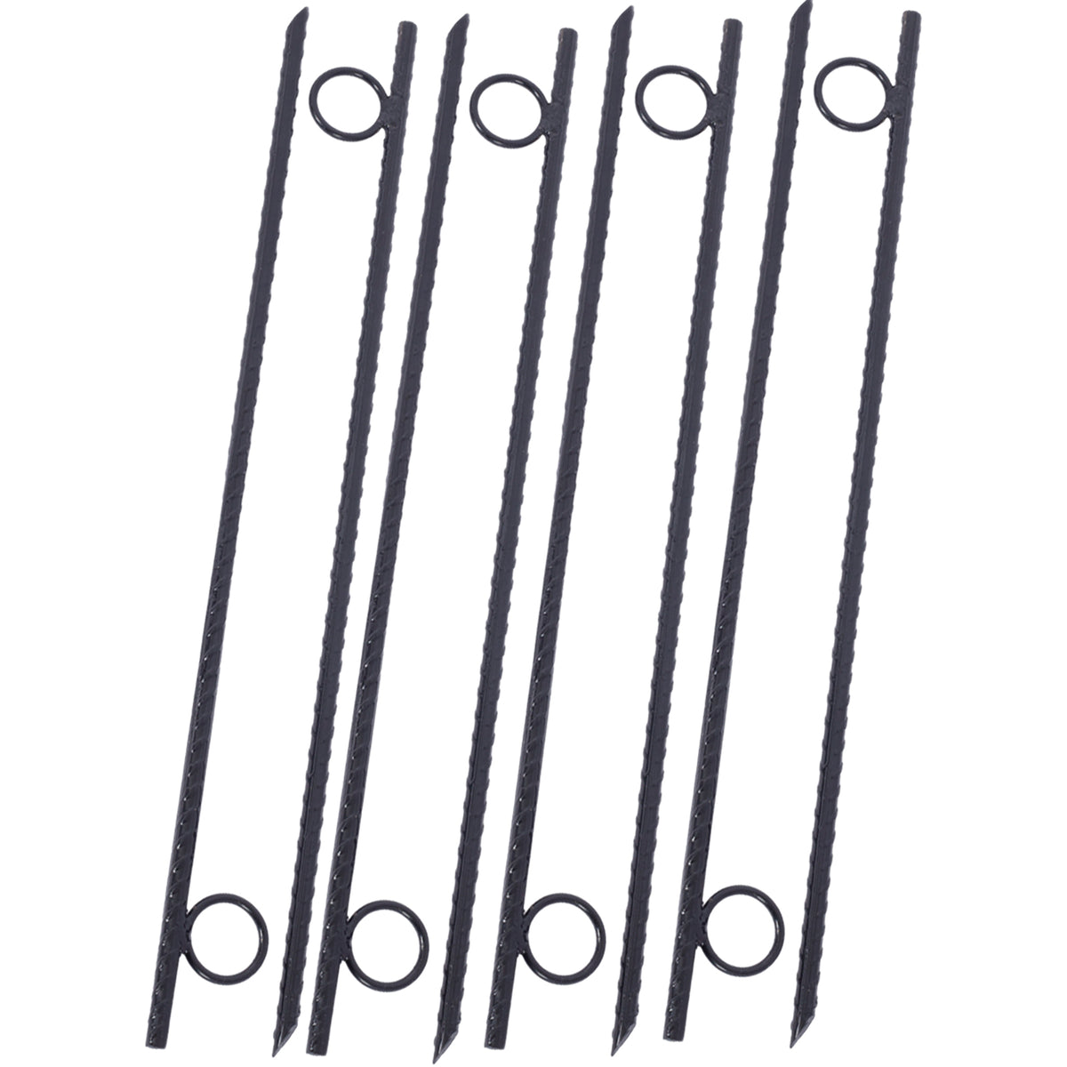 Rebar Stake With Loop 8Pcs Grip Rebar 3 8X 18 Inch Steel Durable Heavy Duty Tent Canopy Ground Stakes With Angled Ends And 1 Inch Loops For Campsites And Canopies Black Steel