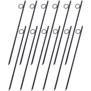 Rebar Stake With Loop 12Pcs Grip Rebar 3 8X 18 Inch Steel Durable Heavy Duty Tent Canopy Ground Stakes With Angled Ends And 1 Inch Loops For Campsites And Canopies Black Steel