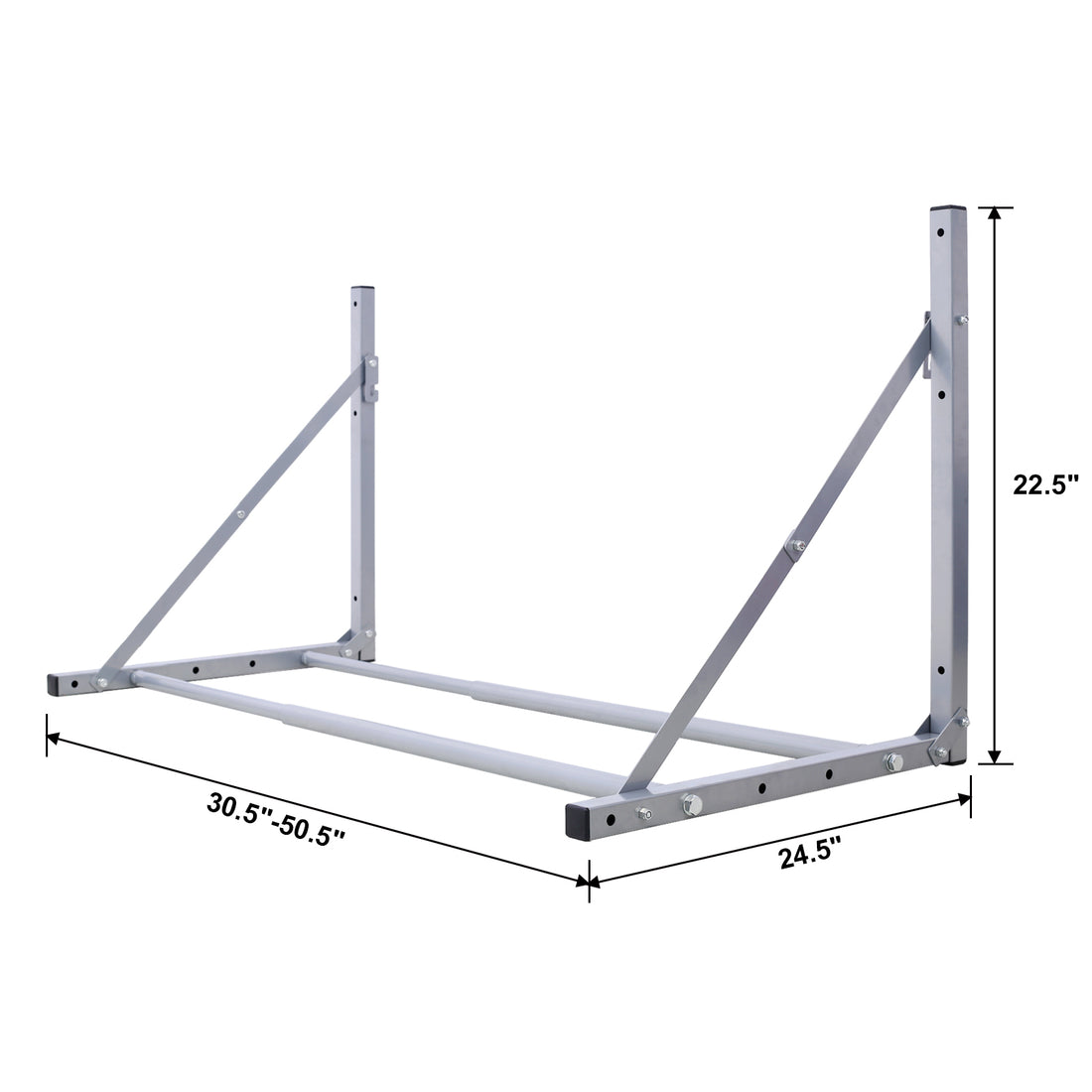 Wall Mounted Folding Tire Storage, 30.5 To 50.5 Inches Wide, Supports 300 Pounds, Silver Grey Metal