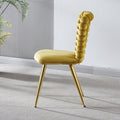 Modern Chair Set Of 2 With Iron Tube Legs, Soft Cushions And Comfortable Backrest, Suitable For Dining Room, Living Room, Cafe,Hairball Back Yellow Fabric