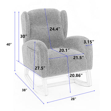 049 Teddy Fabric Rocking Chair With Packet Wood Legs,Green Wood Solid Green Primary Living Space Foam Wipe Clean Modern Rocking Chairs Eucalyptus Tufted Back Foam Teddy