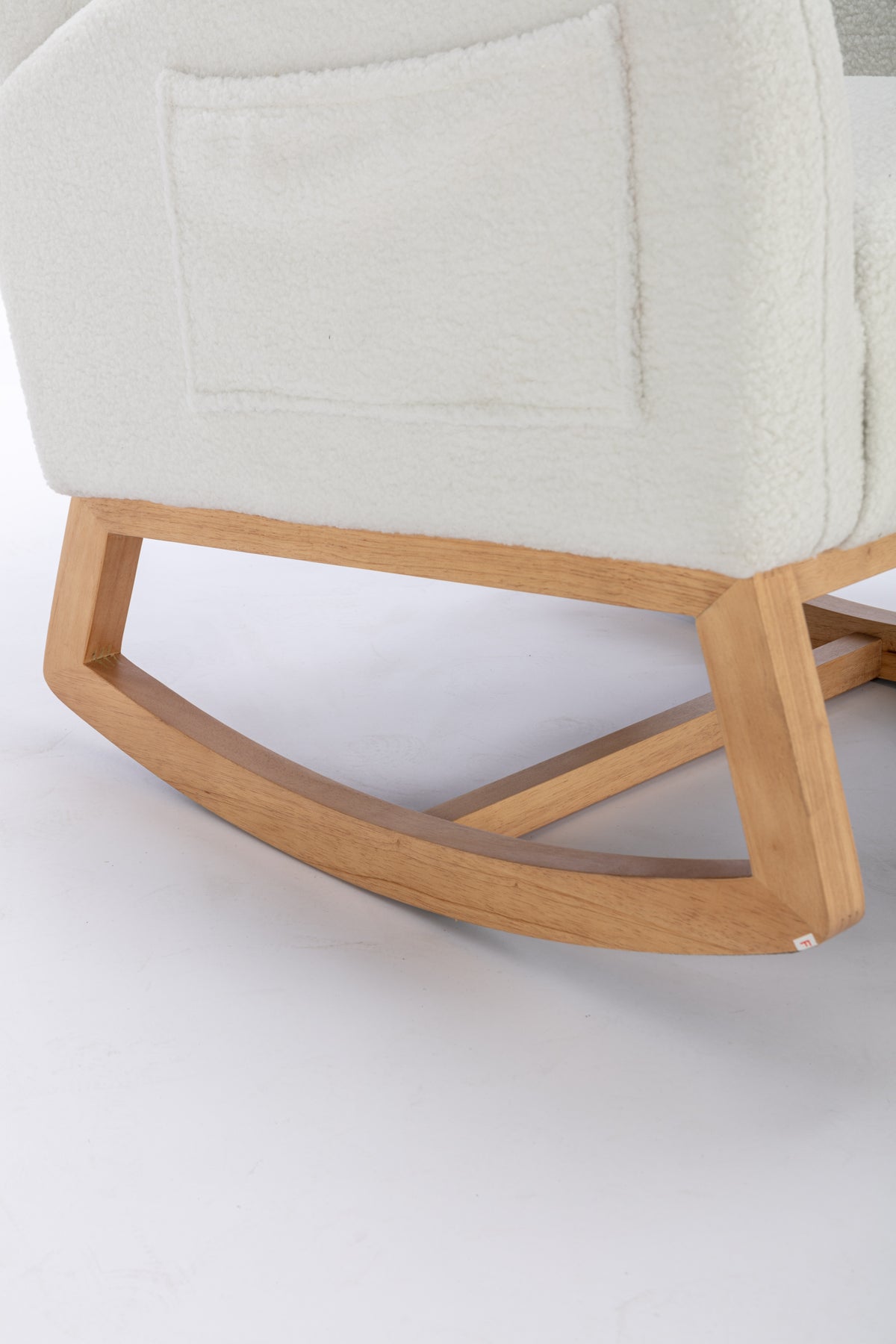 049 Teddy Fabric Rocking Chair With Packet Wood Legs,Ivory Wood Solid Ivory Primary Living Space Foam Wipe Clean Modern Rocking Chairs Eucalyptus Tufted Back Foam Teddy