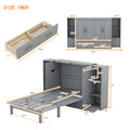 Queen Size Murphy Bed With Shelves, Drawers And Usb Ports,Gray Gray Mdf Lvl