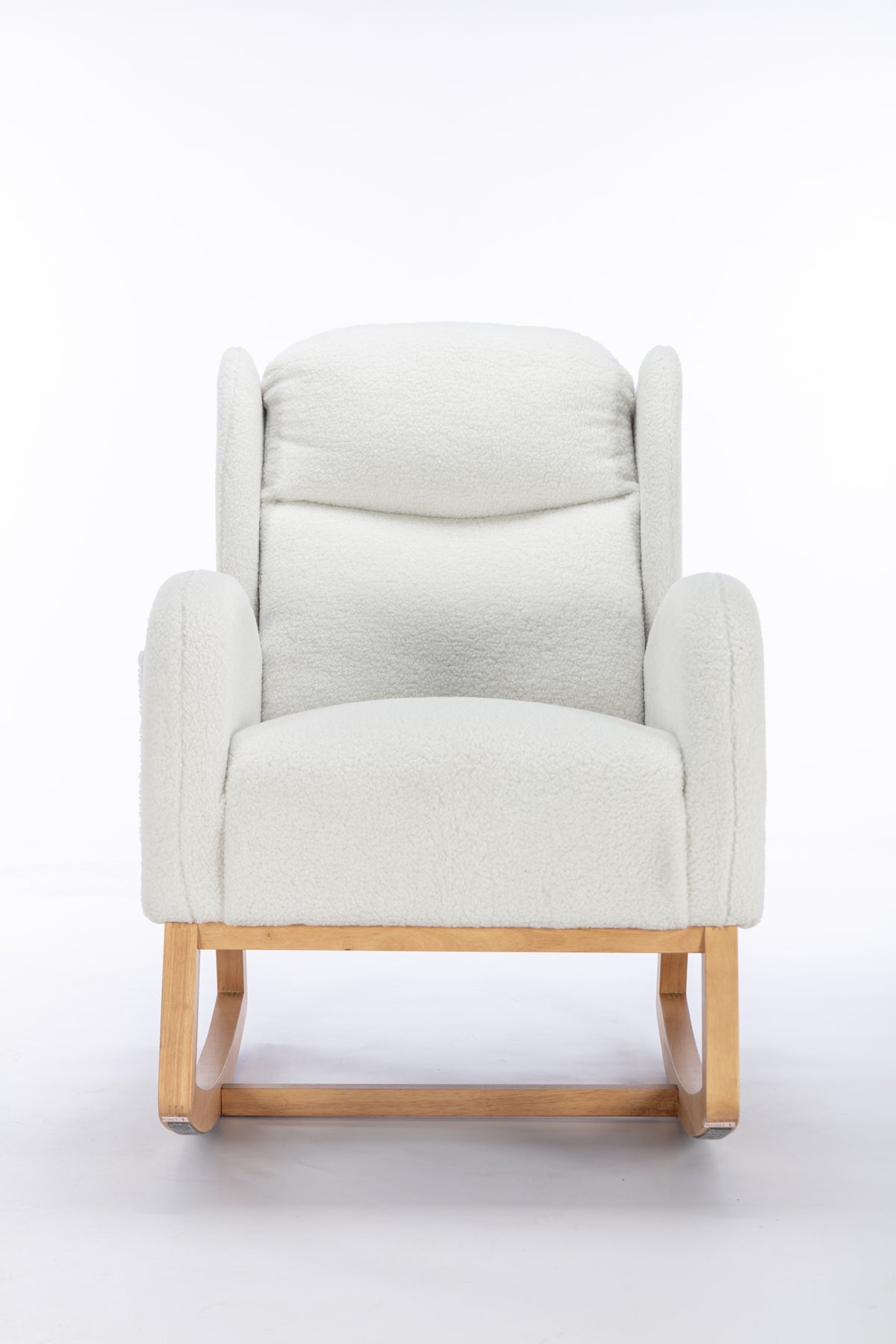 049 Teddy Fabric Rocking Chair With Packet Wood Legs,Ivory Wood Solid Ivory Primary Living Space Foam Wipe Clean Modern Rocking Chairs Eucalyptus Tufted Back Foam Teddy