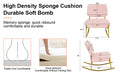 Teddy Velvet Material Cushioned Rocking Chair, Unique Rocking Chair, Cushioned Seat, Pink Backrest Rocking Chair, And Golden Metal Legs. Comfortable Side Chairs In The Living Room, Bedroom, And Office Pink Velvet