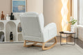 049 Teddy Fabric Rocking Chair With Packet Wood Legs,Ivory Wood Solid Ivory Primary Living Space Foam Wipe Clean Modern Rocking Chairs Eucalyptus Tufted Back Foam Teddy