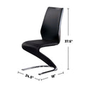 Set Of 2 Paddedside Chairs In Black And Chrome Finish Solid Black Dining Room Dining Chairs Metal