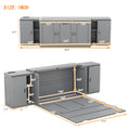 Queen Size Murphy Bed With Shelves, Cabinets And Usb Ports,Gray Queen Gray Mdf Lvl
