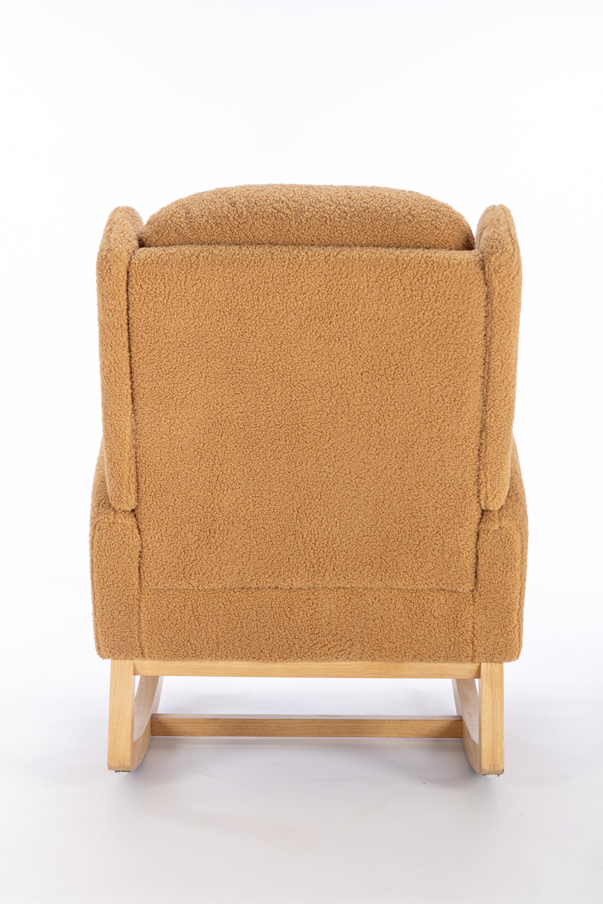 049 Teddy Fabric Rocking Chair With Packet Wood Legs,Khaki Wood Solid Khaki Primary Living Space Foam Wipe Clean Modern Rocking Chairs Eucalyptus Tufted Back Foam Teddy