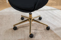 046 Mesh Fabric Home Office 360 Swivel Chair Adjustable Height With Gold Metal Base,Black Solid Black Office Sponge Wipe Clean Modern Office Chairs Tufted Back Foam Adjustable Height Fabric Mesh