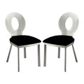 Set Of 2 Microfiber And Metal Side Chairs In Silver And Black Finish Black Silver Dining Room Side Chair Fabric Metal
