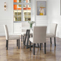 Five Piece Dining Room Set With Imitation Marble Table Top, Solid Wood Dining Table And 4 Chairs, Space Saving Kitchen And Dining Room Combination Furniture. Black White Solid Wood Mdf