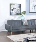 Contemporary 2 Pcs Sectional Set Living Room Furniture Dark Gray Velvet Couch Left Facing Sofa, Right Facing Chaise Plush Cushion Dark Gray Primary Living Space Contemporary,Modern,Transitional L Shaped Rubberwood Velvet 5 Seat