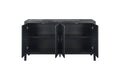 Carved Flower Door Handle, Antique Four Door Cabinet For Living Room Kitchen Hallway Black Antique Black Mdf