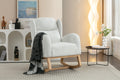 049 Teddy Fabric Rocking Chair With Packet Wood Legs,Ivory Wood Solid Ivory Primary Living Space Foam Wipe Clean Modern Rocking Chairs Eucalyptus Tufted Back Foam Teddy