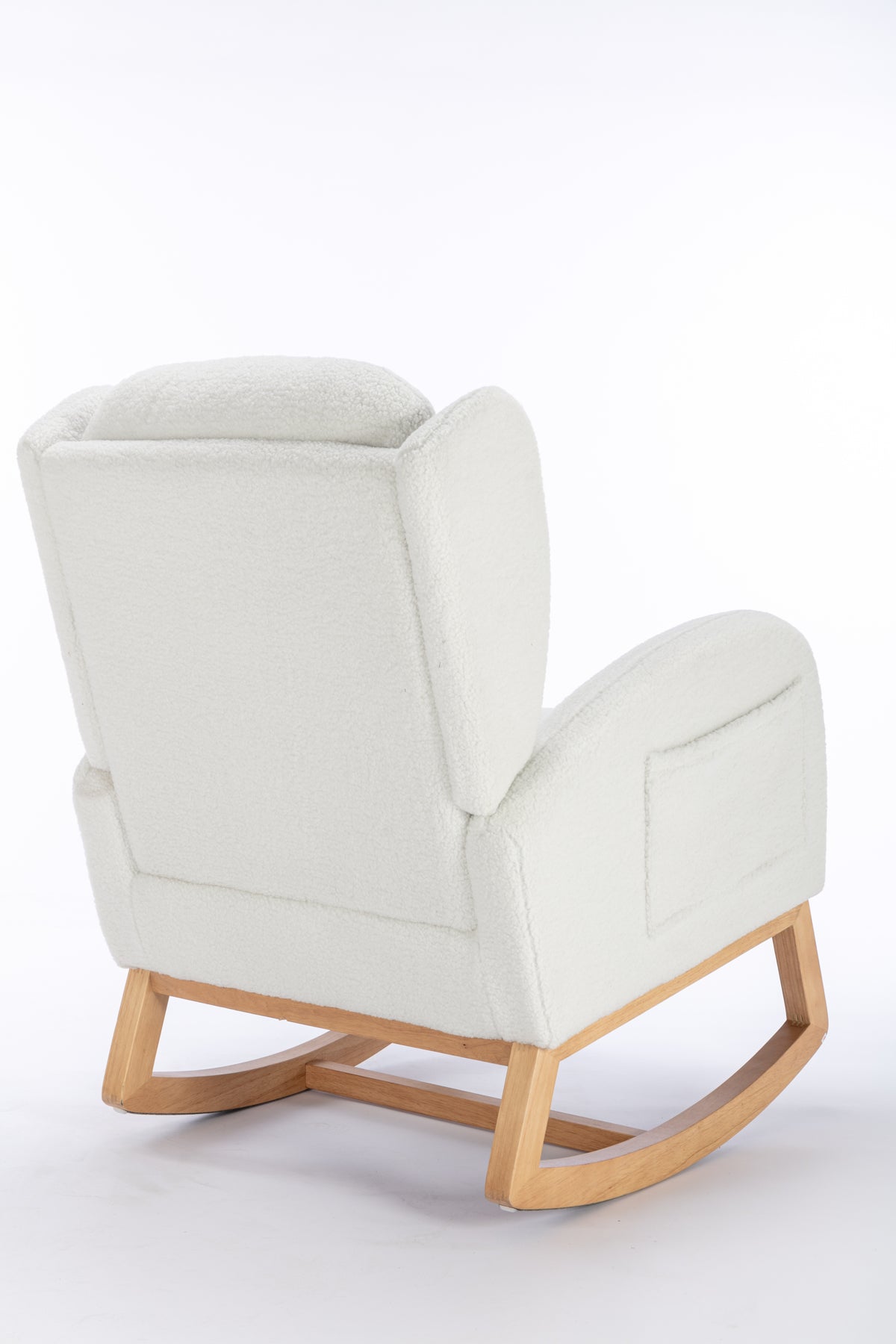 049 Teddy Fabric Rocking Chair With Packet Wood Legs,Ivory Wood Solid Ivory Primary Living Space Foam Wipe Clean Modern Rocking Chairs Eucalyptus Tufted Back Foam Teddy