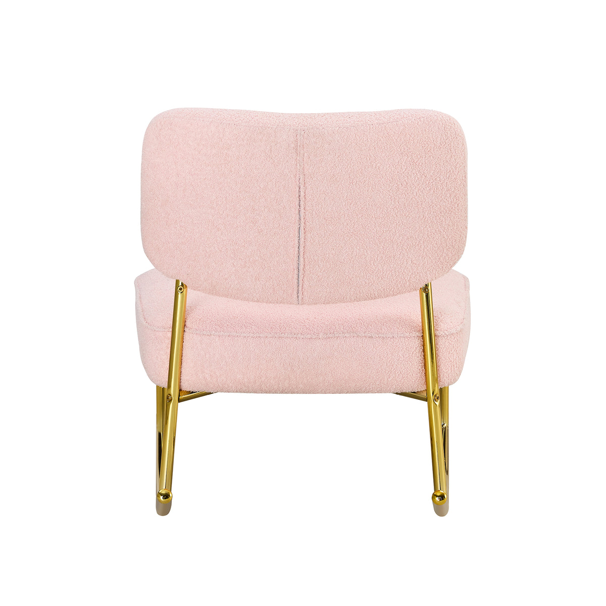 Teddy Velvet Material Cushioned Rocking Chair, Unique Rocking Chair, Cushioned Seat, Pink Backrest Rocking Chair, And Golden Metal Legs. Comfortable Side Chairs In The Living Room, Bedroom, And Office Pink Velvet