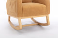 049 Teddy Fabric Rocking Chair With Packet Wood Legs,Khaki Wood Solid Khaki Primary Living Space Foam Wipe Clean Modern Rocking Chairs Eucalyptus Tufted Back Foam Teddy