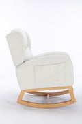 049 Teddy Fabric Rocking Chair With Packet Wood Legs,Ivory Wood Solid Ivory Primary Living Space Foam Wipe Clean Modern Rocking Chairs Eucalyptus Tufted Back Foam Teddy