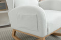 049 Teddy Fabric Rocking Chair With Packet Wood Legs,Ivory Wood Solid Ivory Primary Living Space Foam Wipe Clean Modern Rocking Chairs Eucalyptus Tufted Back Foam Teddy