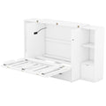 Queen Size Murphy Bed With Shelves, Drawers And Usb Ports,White White Mdf Lvl