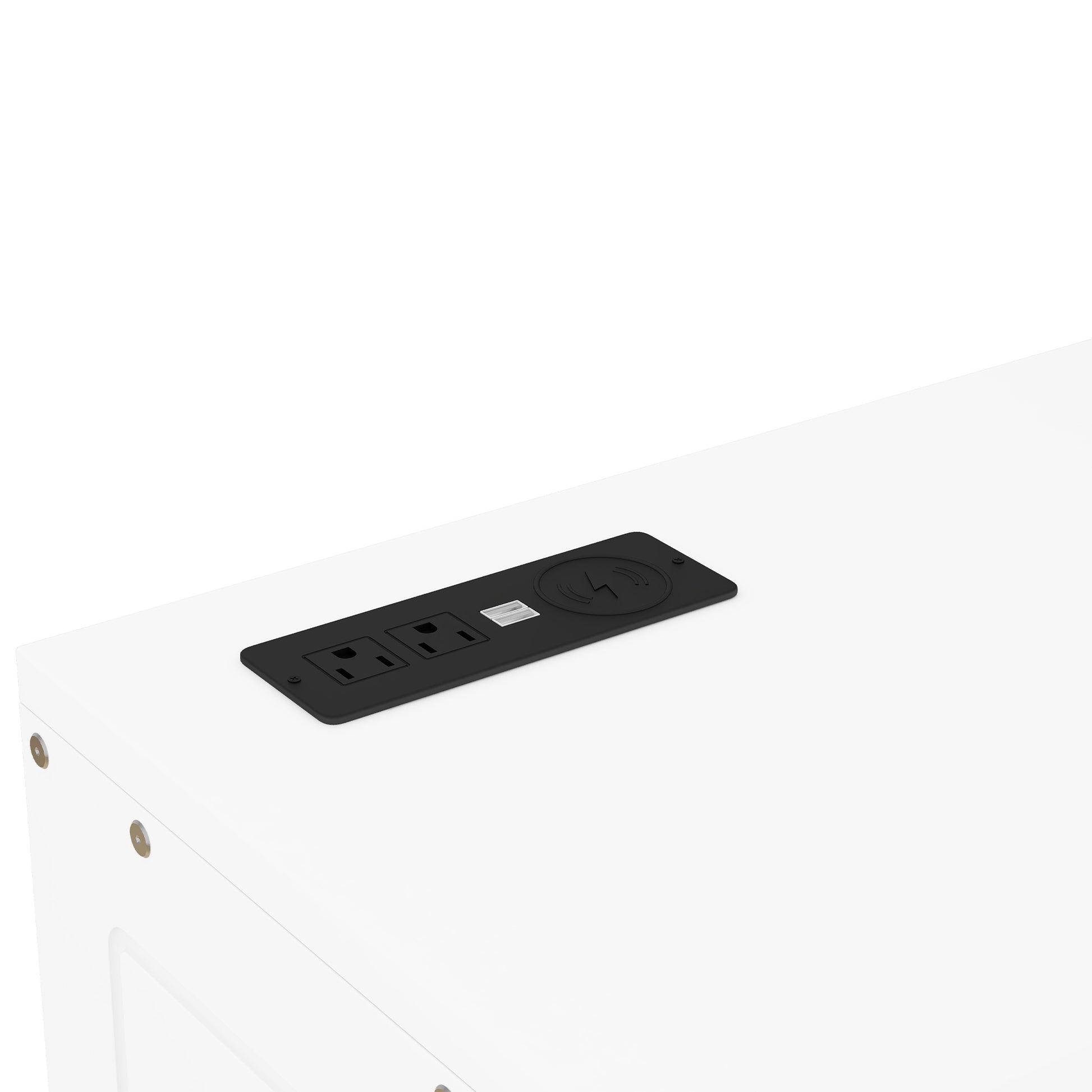 Queen Size Murphy Bed With Shelves, Cabinets And Usb Ports,White Queen White Mdf Lvl