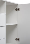 Sideboard Buffet Cabinet With Storage, Modern Kitchen Buffet Storage Cabinet With Drawer And Doors, Large Coffee Bar With Adjustable Shelves For Kitchen White Mdf
