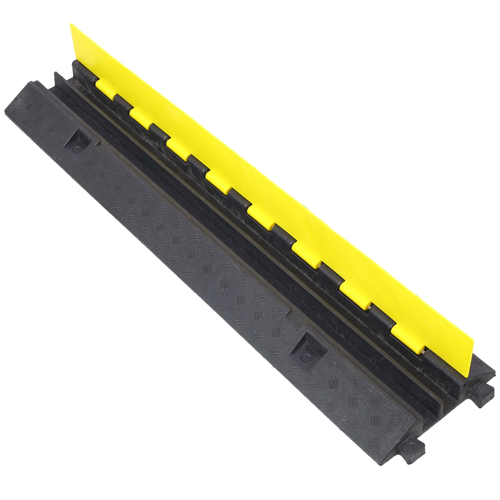 Cable Protector Ramp, 2 Channels Speed Bump Hump, Rubber Modular Speed Bump Rated 11000 Lbs Load Capacity, Protective Wire Cord Ramp Driveway Rubber Traffic Speed Bumps Cable Protector,4 Packs Black Rubber