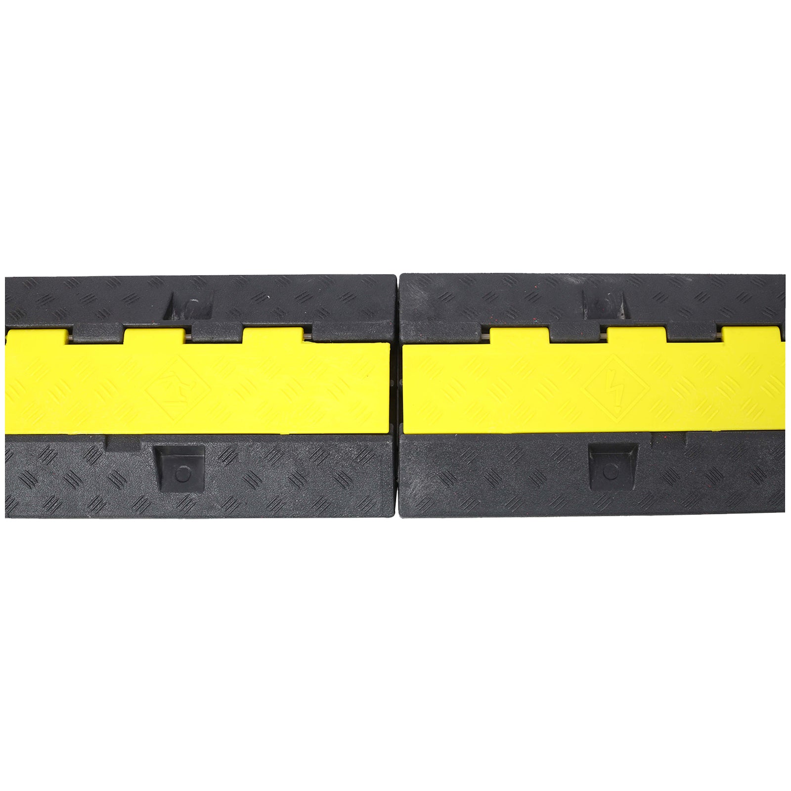 Cable Protector Ramp, 2 Channels Speed Bump Hump, Rubber Modular Speed Bump Rated 11000 Lbs Load Capacity, Protective Wire Cord Ramp Driveway Rubber Traffic Speed Bumps Cable Protector,4 Packs Black Rubber