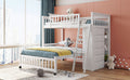 Wooden Twin Over Full Bunk Bed With Six Drawers And Flexible Shelves,Bottom Bed With Wheels,White Old Sku:Lp000531Aak White Solid Wood